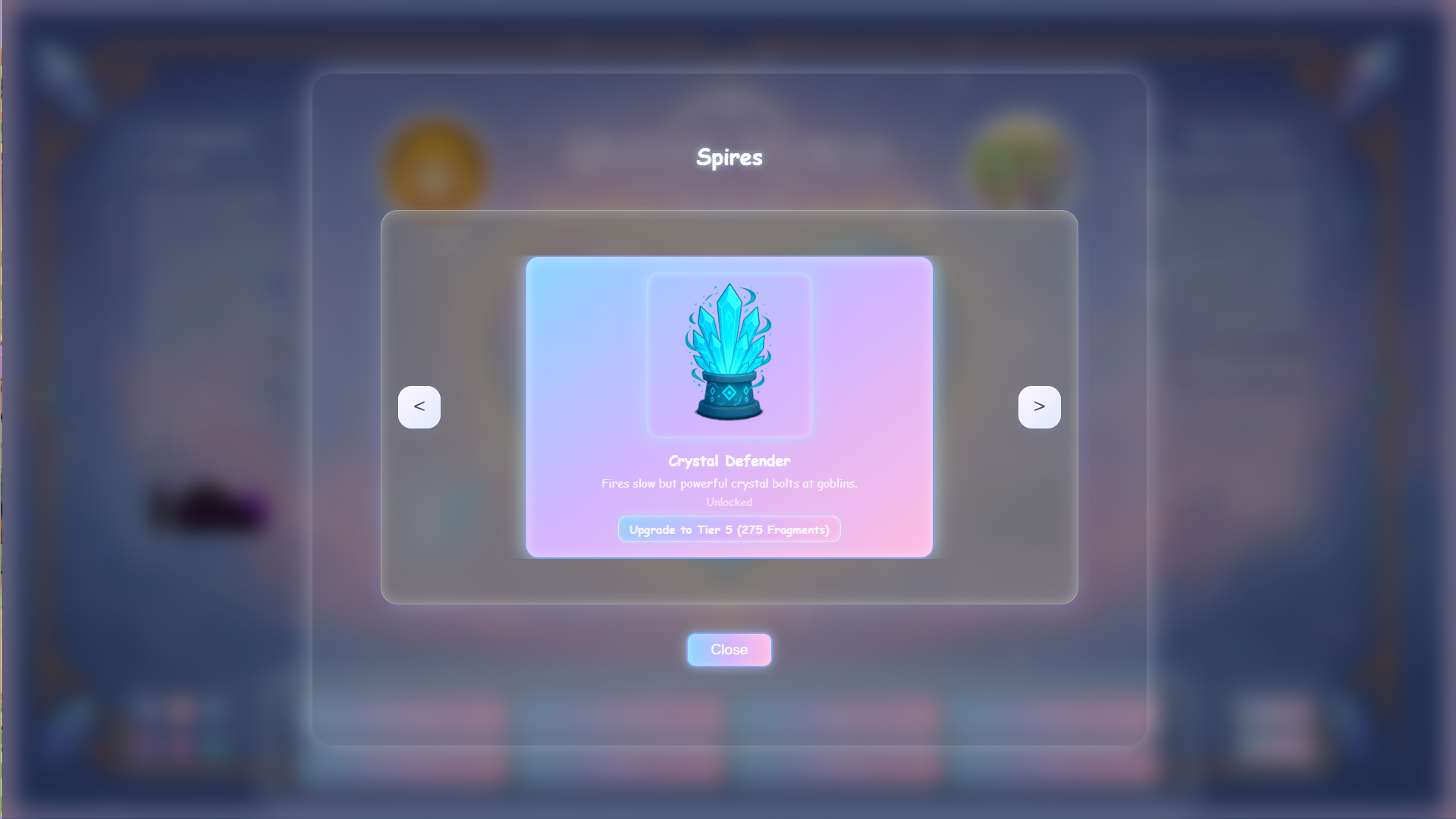 Crystal spires gameplay screenshot